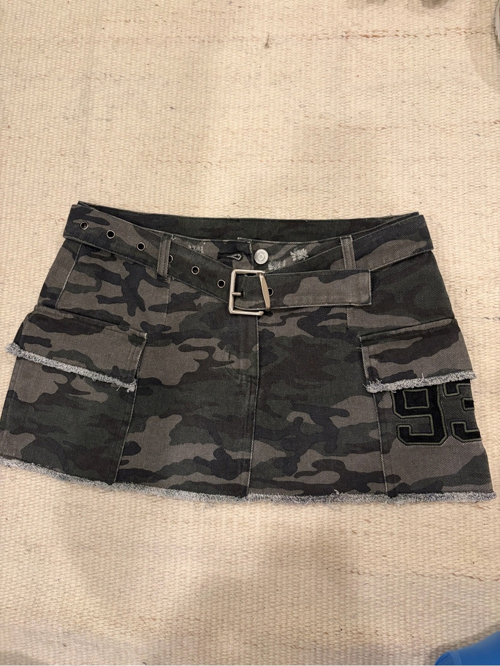 Windsor Gray Camo Mini Skirt with Belt